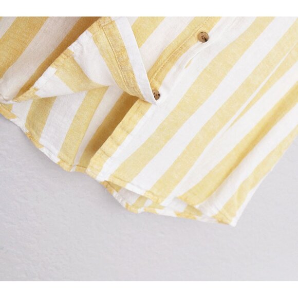 Marine Layer Dana Striped Shirt Yellow White Button Down Top Linen Blend S $88 - Picture 12 of 15
